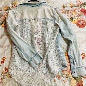 Lace denim flannel